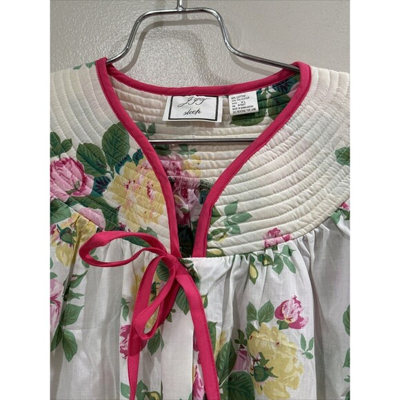 J.I.T. Sleep Floral White Housecoat Robe Short Sleeve Snap Buttons XL - Picture 3 of 13